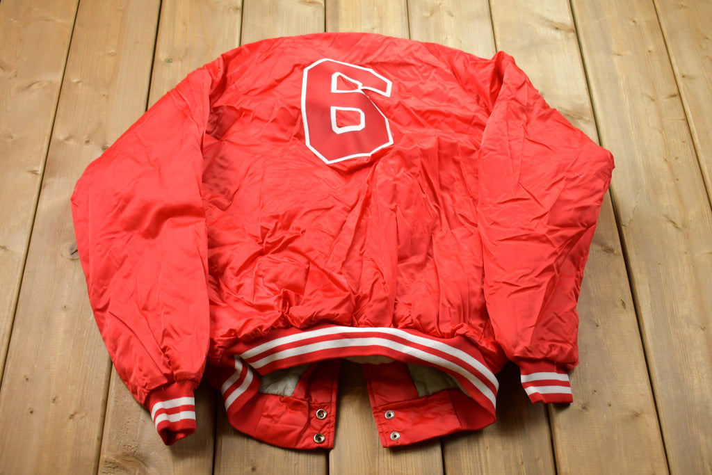Vintage 1990s Cardinal Frat Satin Bomber Jacket