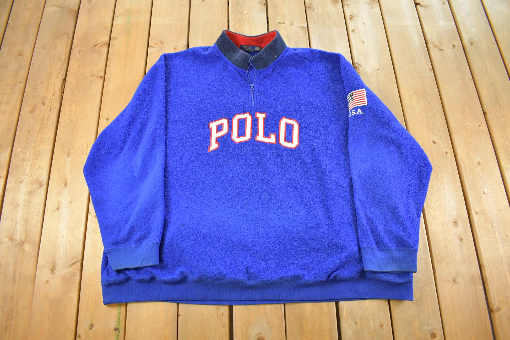 Vintage 2000s Polo Ralph Lauren Embroidered Fleece Sweater Men's 6XL