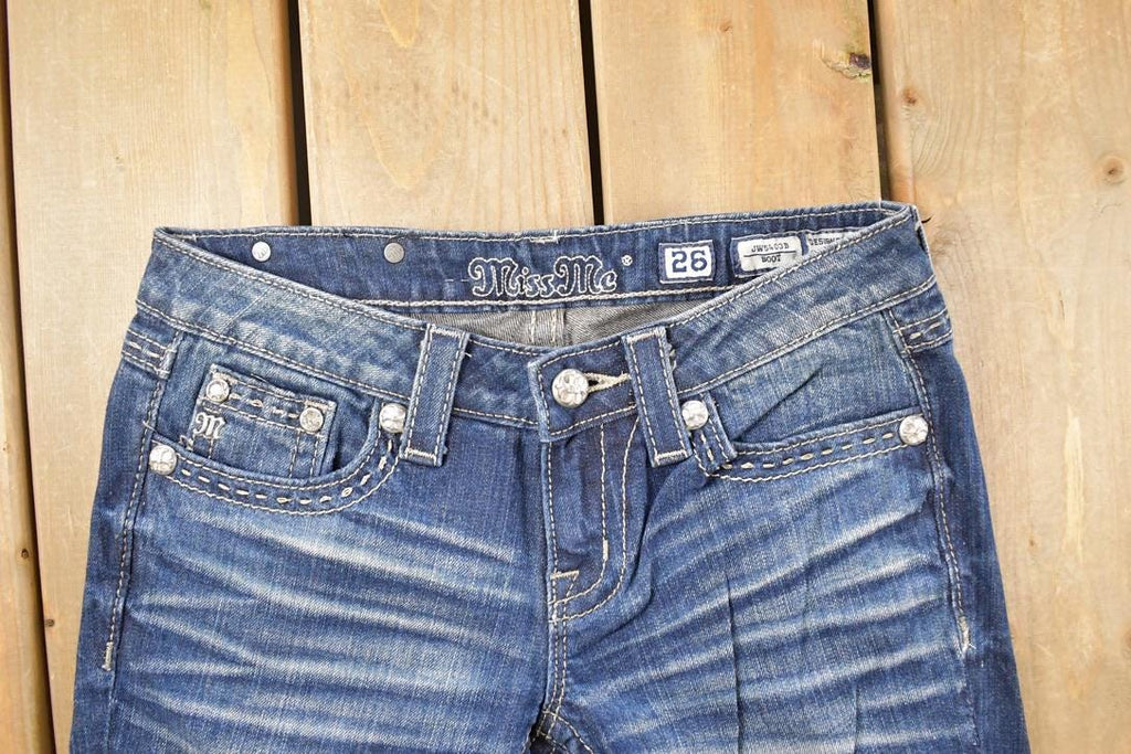 Vintage Deadstock Y2K Miss Me Bedazzled Low Rise Jeans Women's Size 26x31