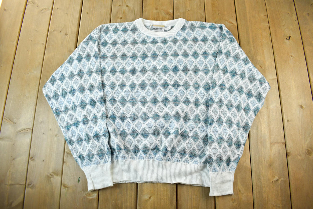 Vintage 1990s London Fog Knit Crewneck Sweater Men's XL / 90s Crewneck / Made In USA / Preppy / Abstract Pattern