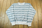 Vintage 1990s London Fog Knit Crewneck Sweater Men's XL / 90s Crewneck / Made In USA / Preppy / Abstract Pattern