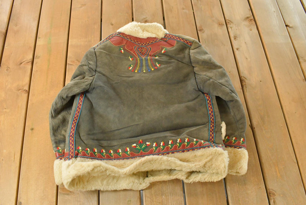 Vintage 1970s Afghan Polish Shearling Suede Fur Coat Women's Large