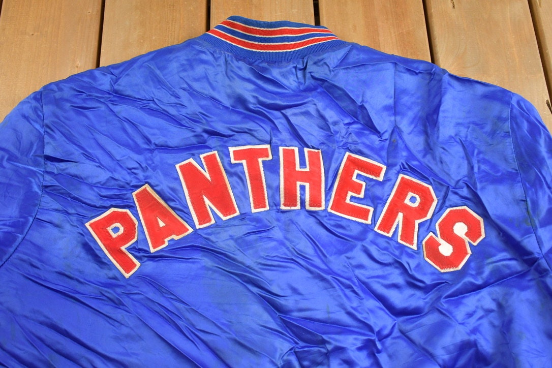 Vintage 1990s Panthers Snap Button Satin Swingster Windbreaker Jacket Athleisure
