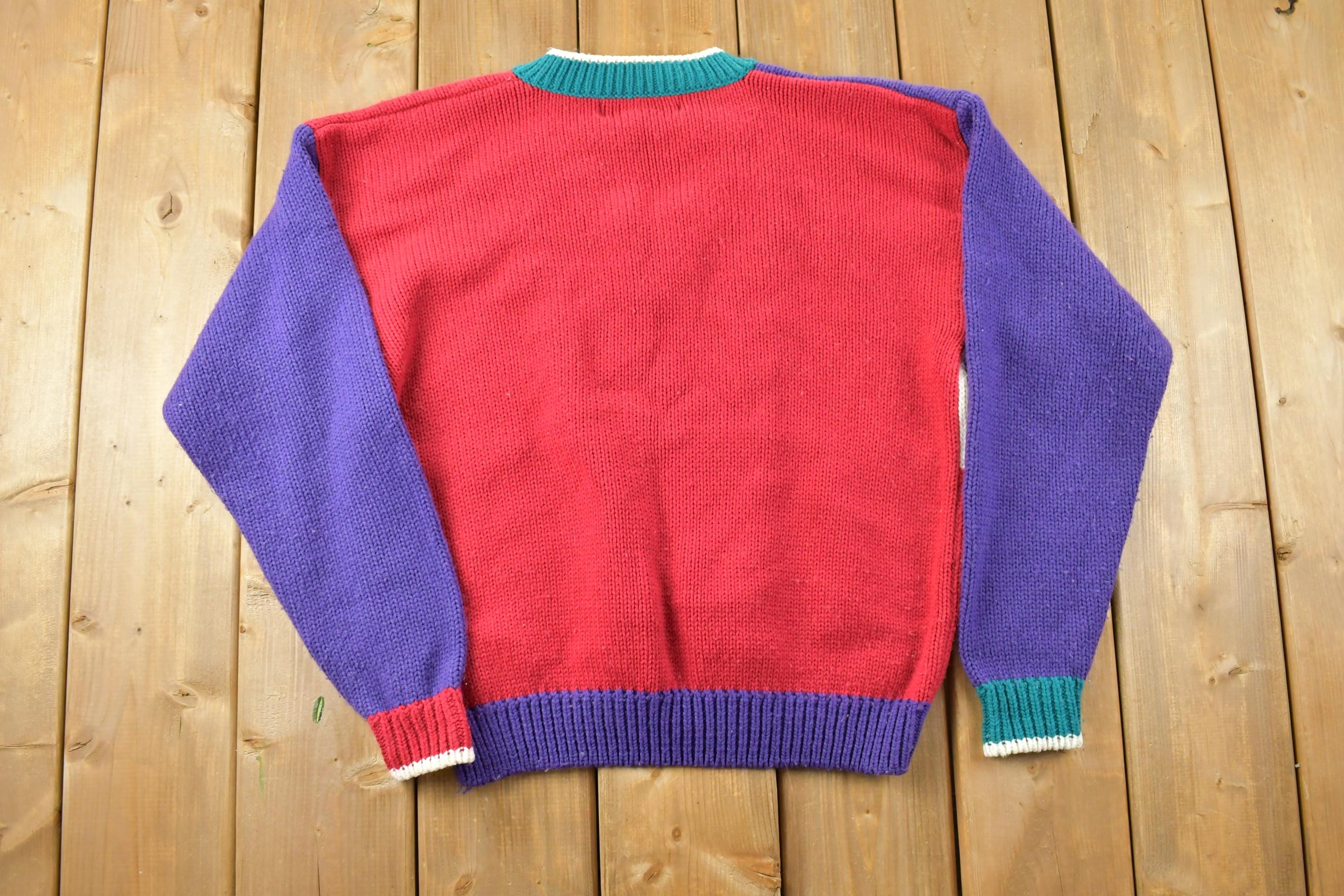 Vintage 1990s AJ Brandon Cable Knit V Neck Sweater