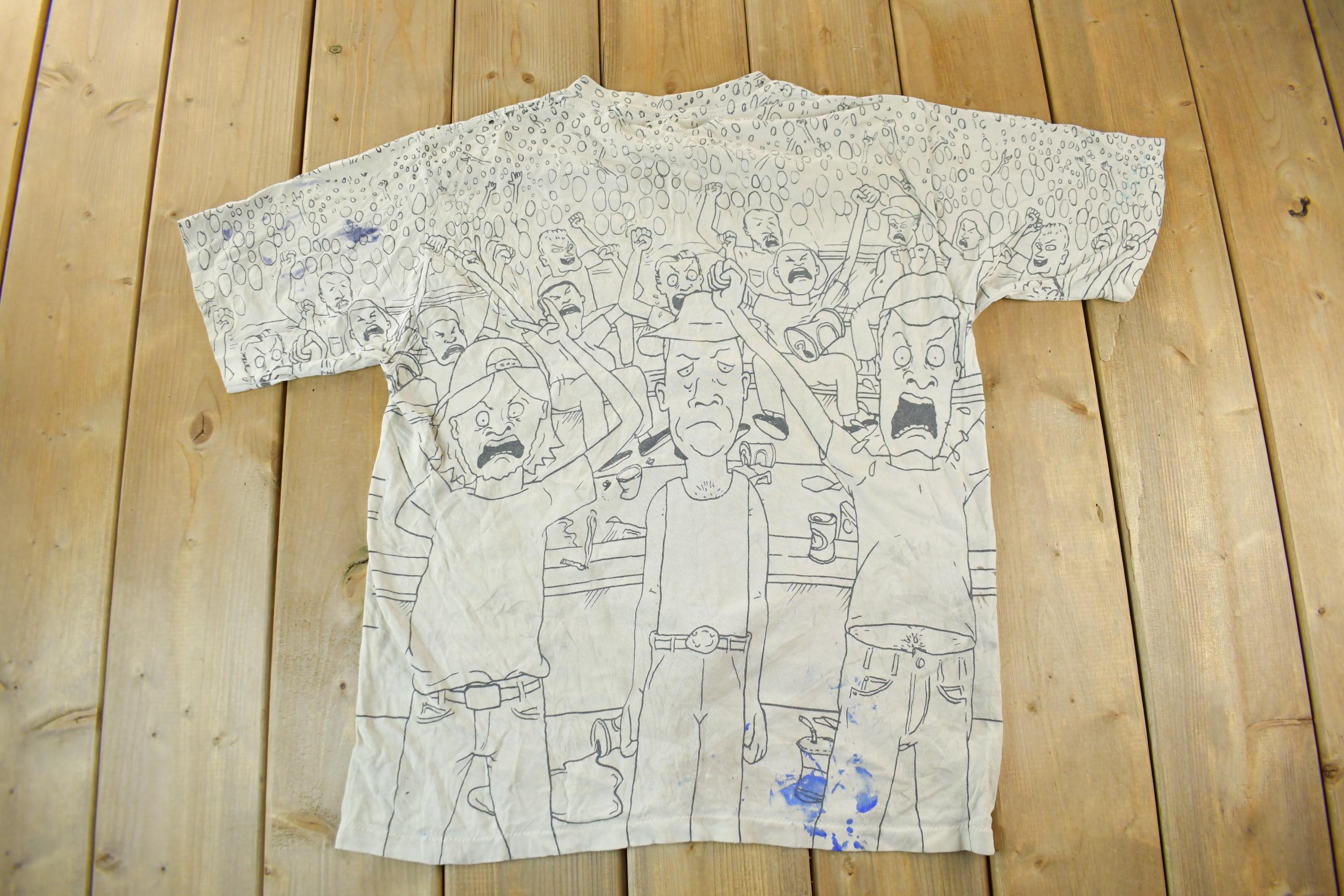 Vintage 1993 Beavis And Butthead MTV All Over Print T-Shirt Men's Medium