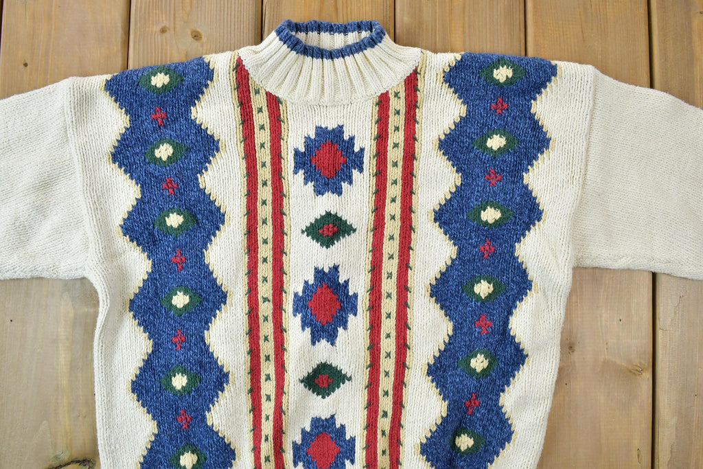 Vintage 1990s Liz Wear Heavy Cotton Christmas Knit Crewneck Sweater