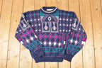 Vintage 1990s McGregor Abstract Print Knit Crewneck Sweater Men's M