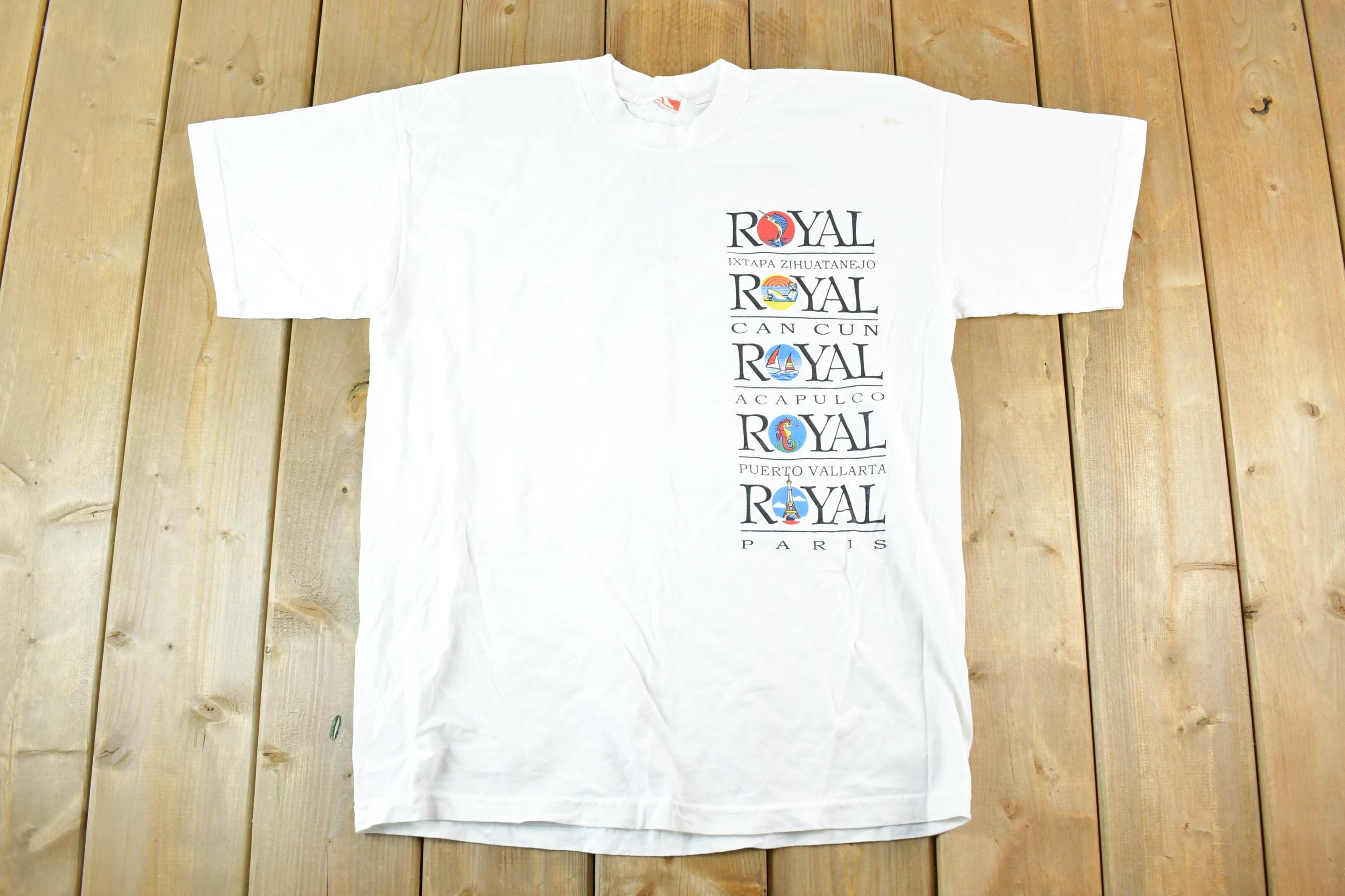 Vintage 1990s Royal Cruises The World Of Vacations Souvenir T-Shirt Mens L