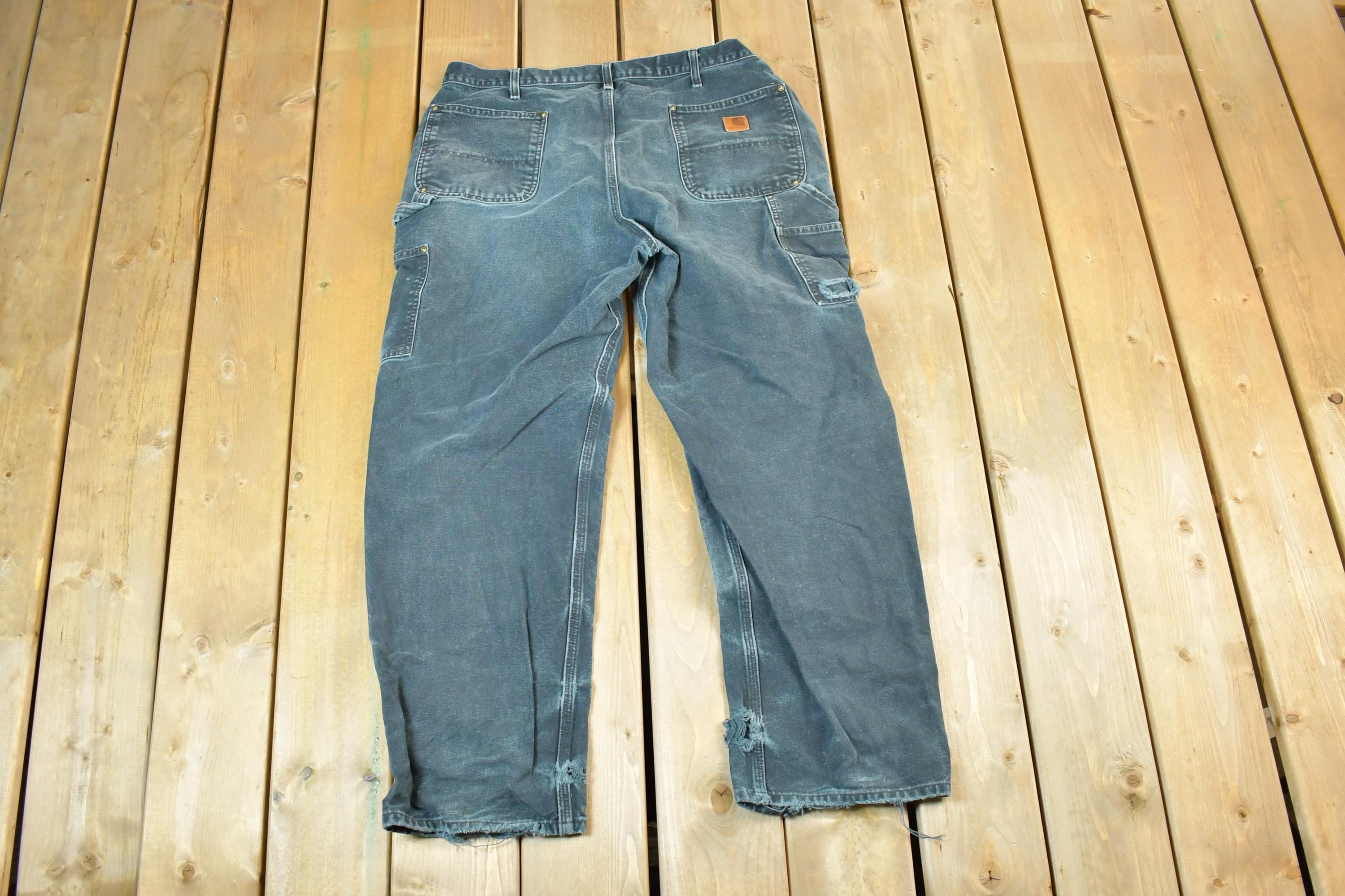 Vintage 1990s Carhartt Double Knee Denim Work Pants Size 38 x 32