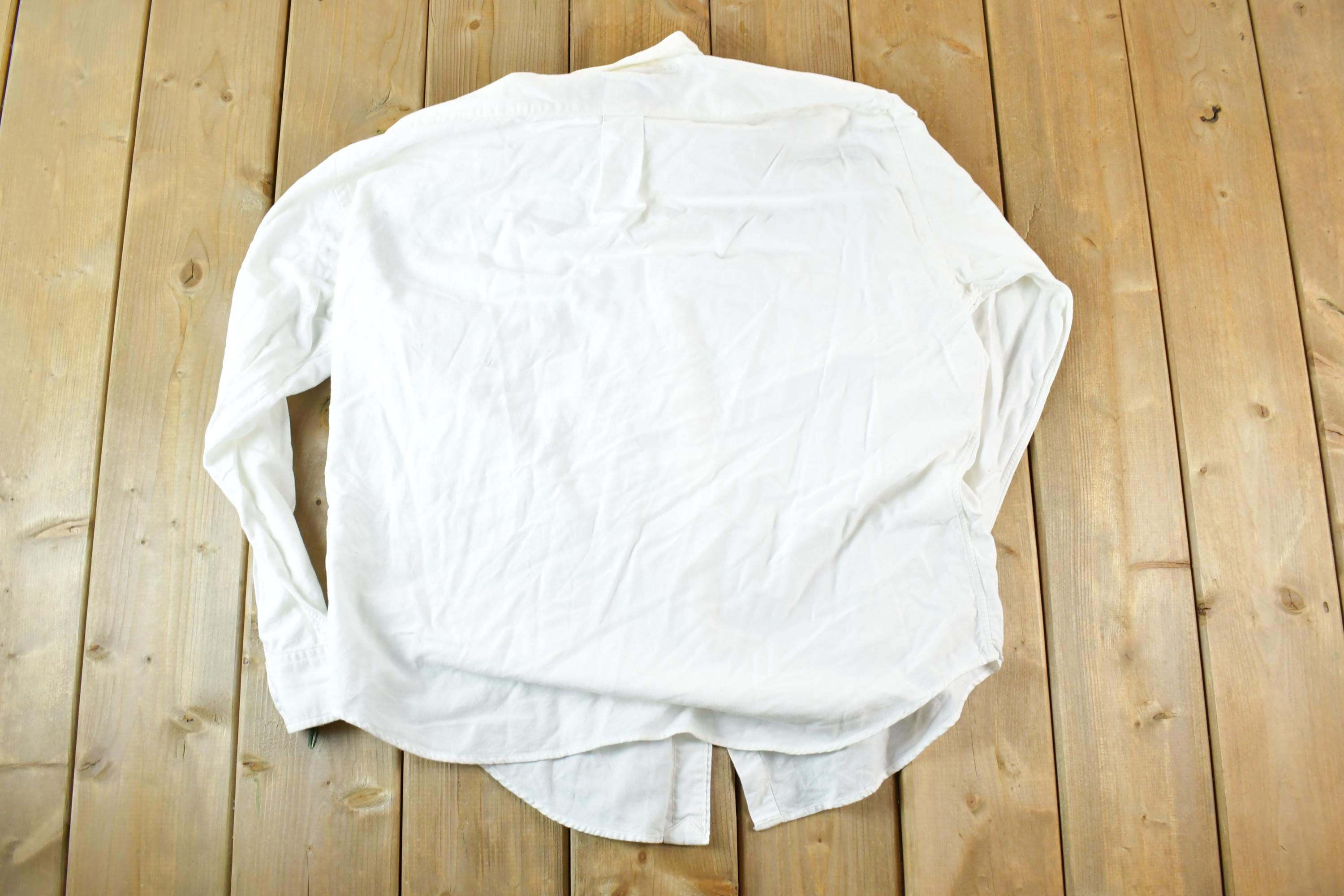 Vintage 1990s Ralph Lauren Pure White Button Up Shirt Men's L