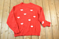 Vintage 1980s Knit Heart Pattern Crewneck Sweater Mens L
