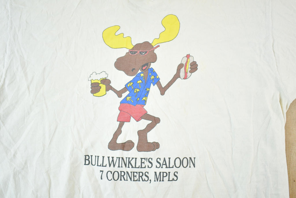 Vintage 1990s Bullwinkle's Saloon Cartoon Souvenir T-Shirt Mens L