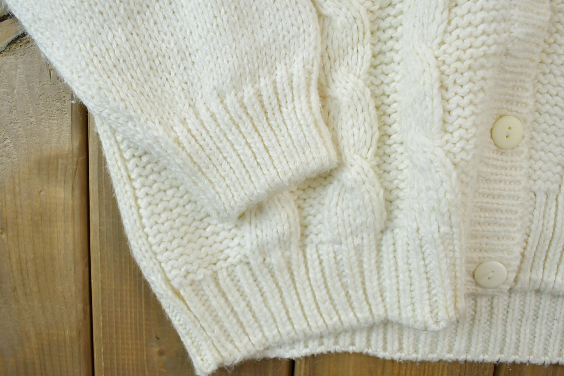 Vintage 1990s Backroad Blues Knitted By Hand Button Up Knit Crewneck Sweater /