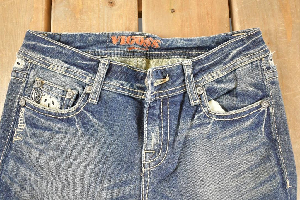 Vintage Deadstock Y2K Vigoss Bedazzled Bootcut Low Rise Jeans Women's Size 26 x 32