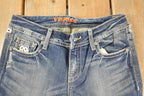 Vintage Deadstock Y2K Vigoss Bedazzled Bootcut Low Rise Jeans Women's Size 26 x 32