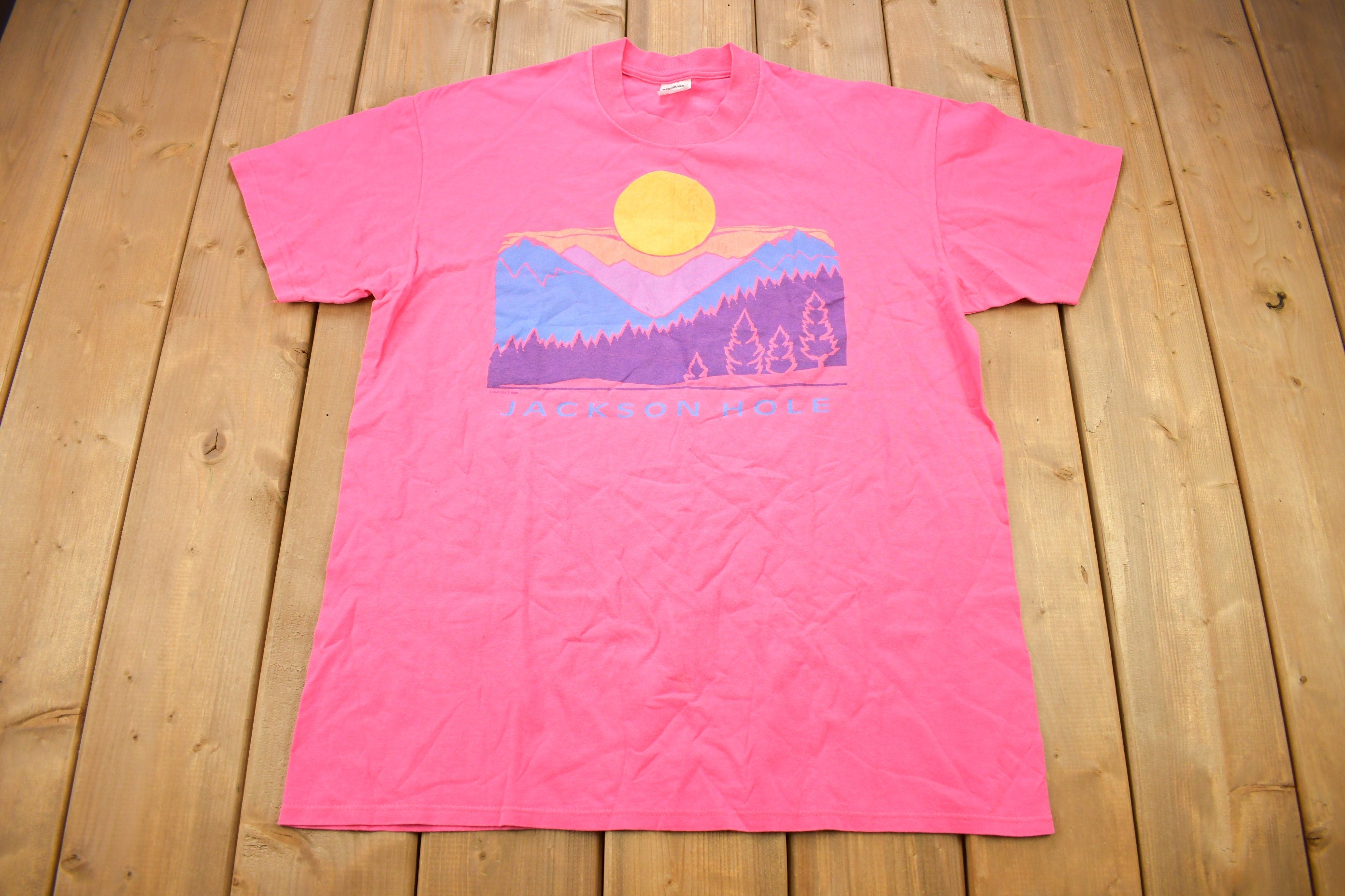 Vintage 1988 Jackson Hole Wyoming Graphic Souvenir T Shirt