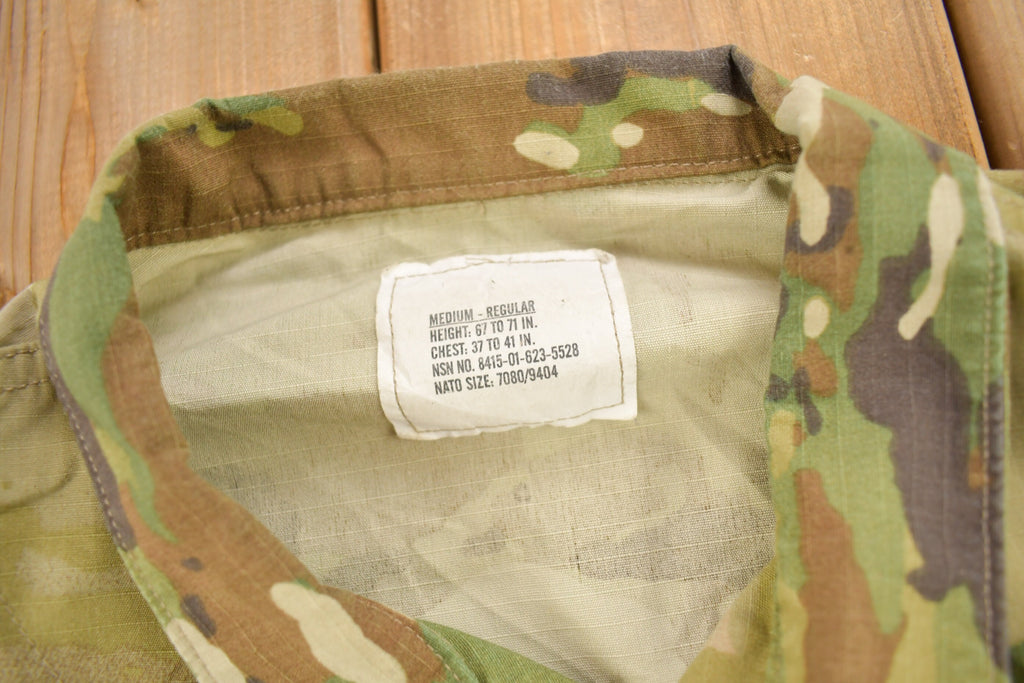 Vintage Military Camouflaged Button Up Shirt