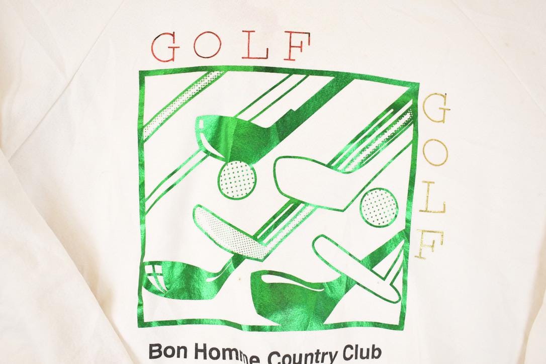 Vintage 1990s Bon Homme Golfing Club Graphic Print Crewneck Sweatshirt Mens L