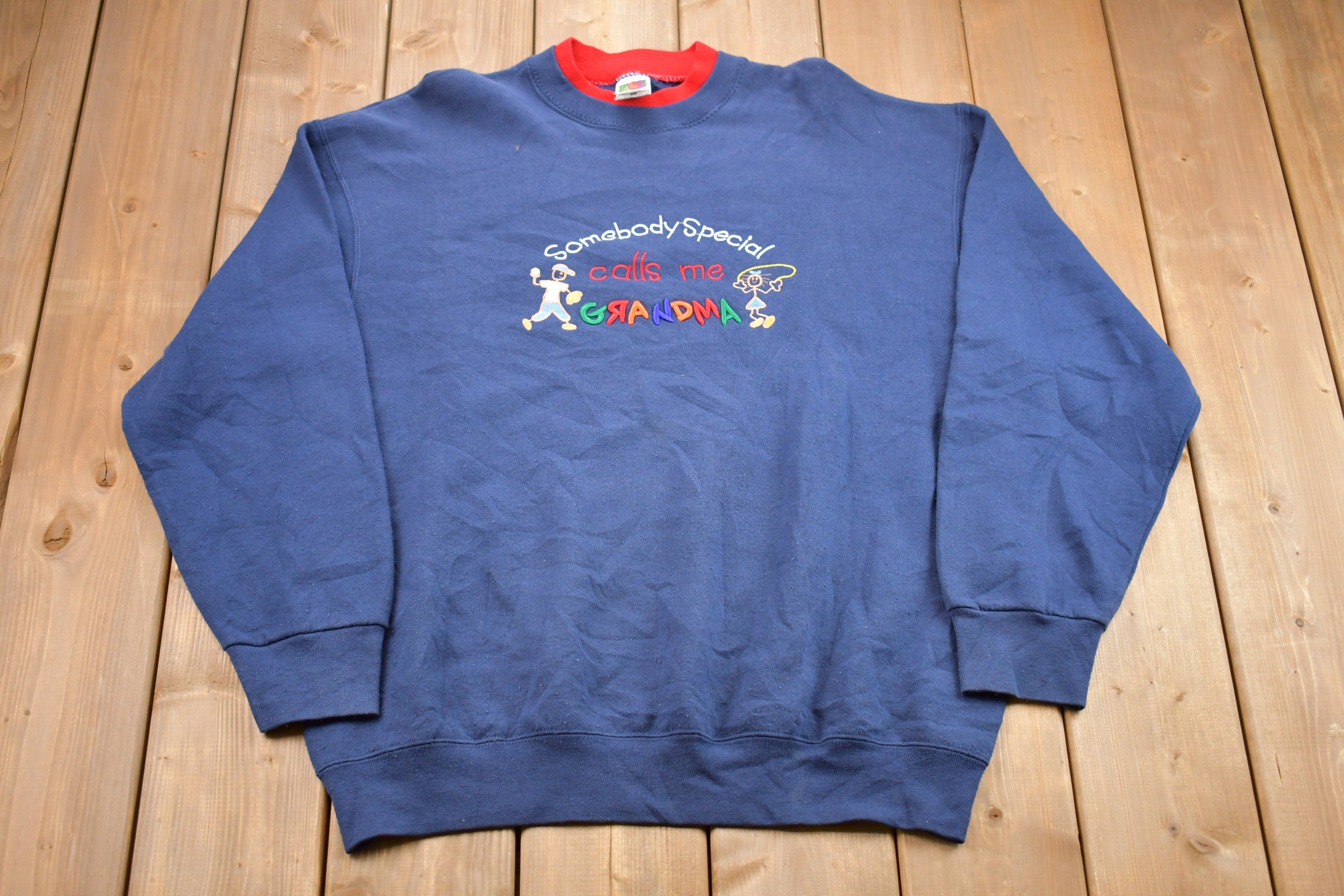 Vintage 1990s Cute Grandma Embroidered Crewneck Sweatshirt