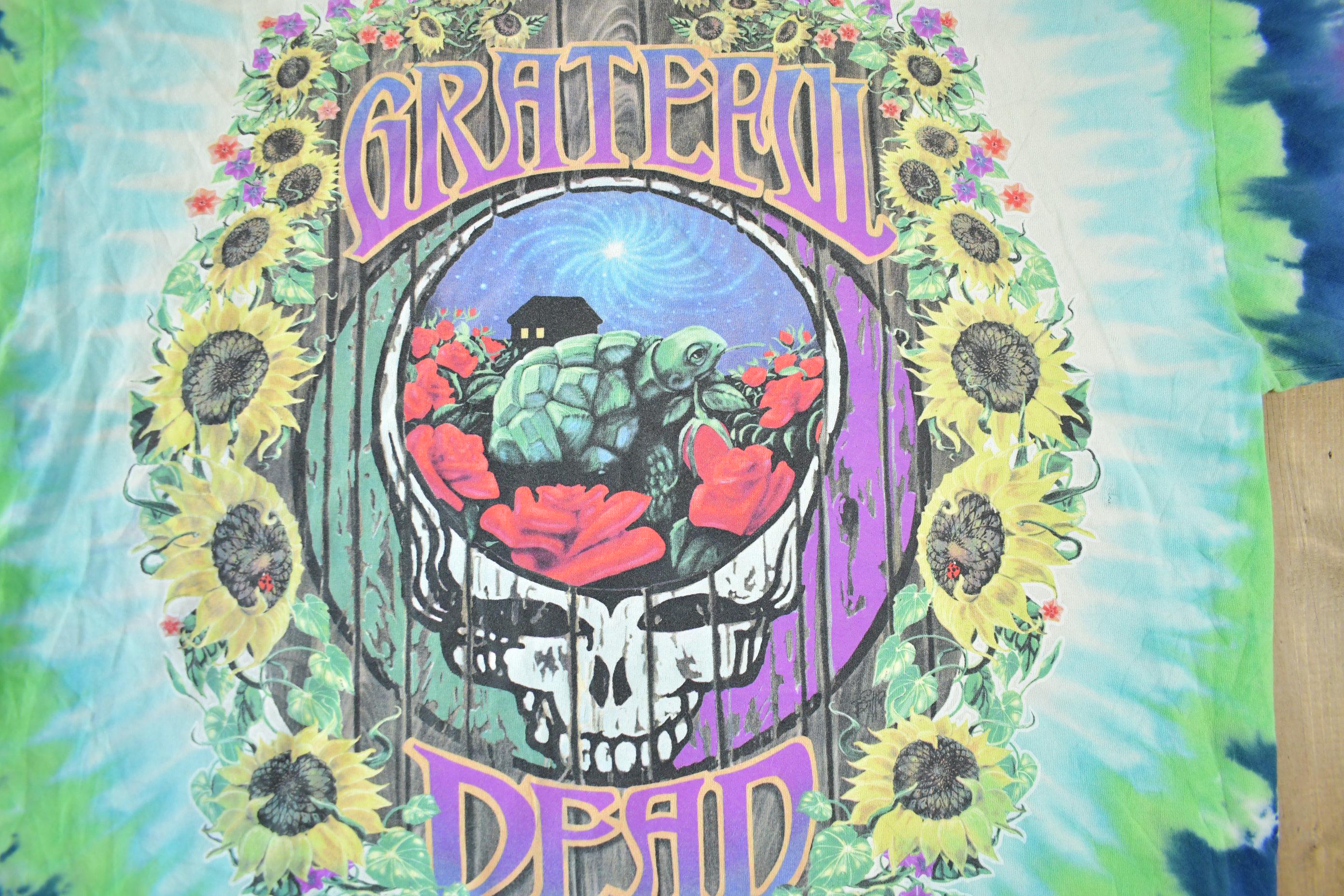 Vintage 1999 Grateful Dead Terrapin Station Tie Dye Liquid Blue Band T Shirt Men's Large