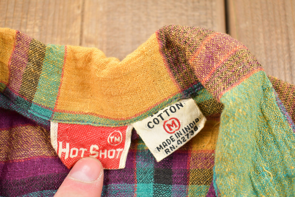 Vintage 1980s Kids Hot Shot Plaid Button Up Shirt