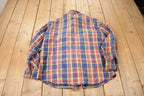 Vintage 1980s Distressed Plaid Button Up Flannel Shirt