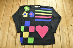 Vintage Heart Graphic Abstract Funky Knit Sweater
