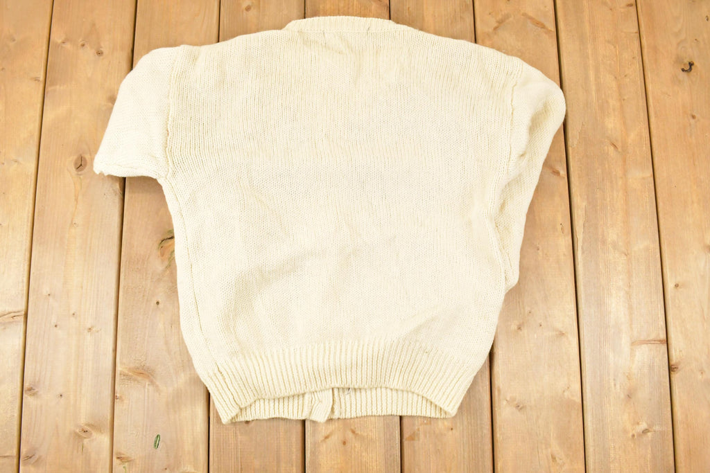 Vintage 1990s Tulchan Floral Abstract Wool Knit Cardigan Sweater Women's M