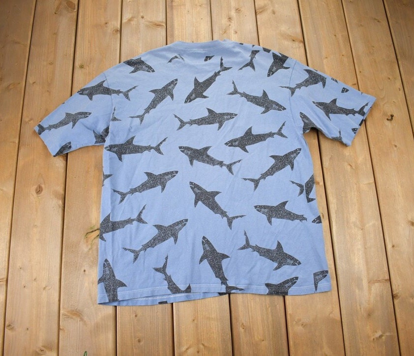 Vintage 1990s San Diego Shark All Over Print Souvenir T Shirt Streetwear Made In USA
