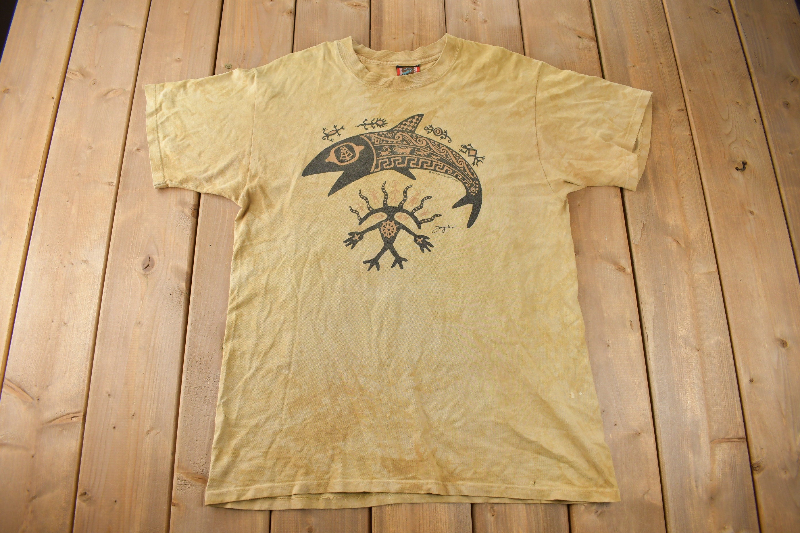 Vintage 1990s Spirit Fish Graphic T Shirt Size Medium