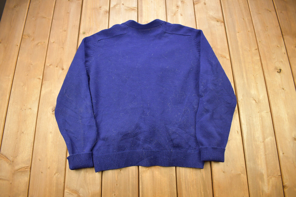 Vintage 1940s Blank Blue Knitted Cardigan Sweater