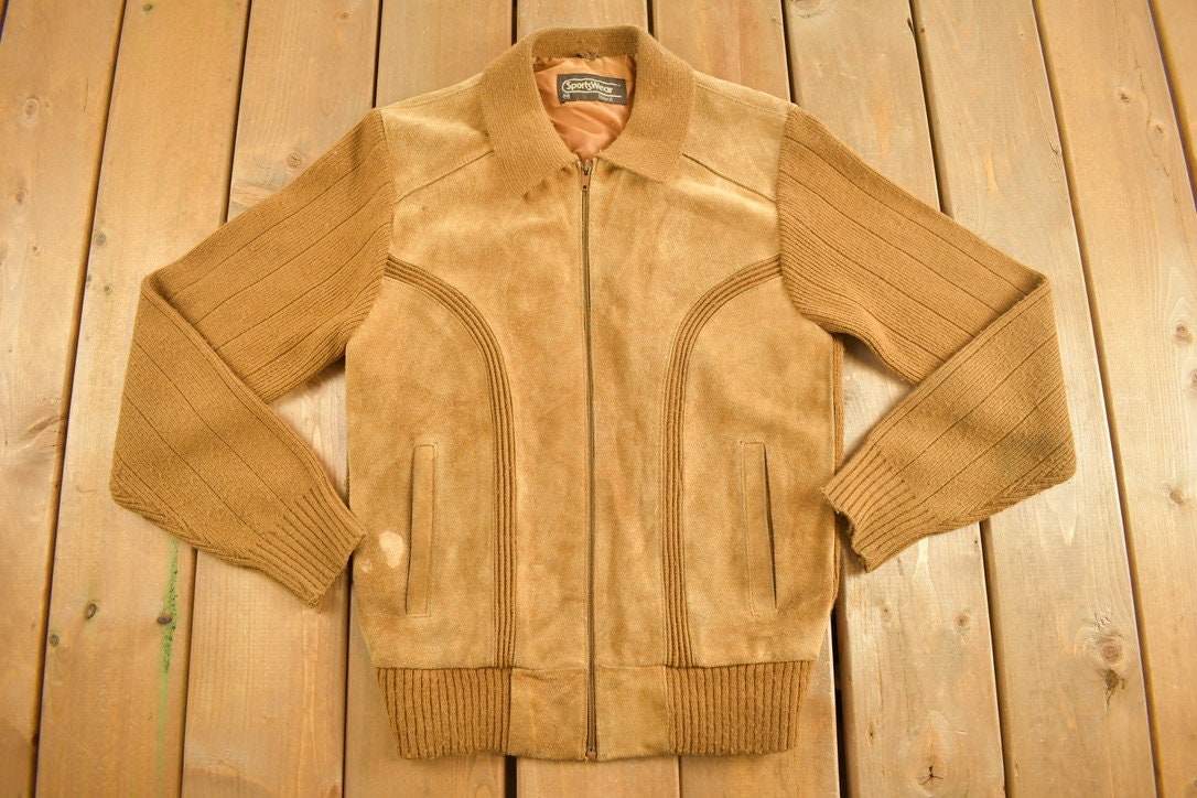 Vintage 1970s SportsWear Suede Jacket / Zip Up / Sears Jacket / Collared / Streetwear / Suede Jacket / Vintage Suede Jacket