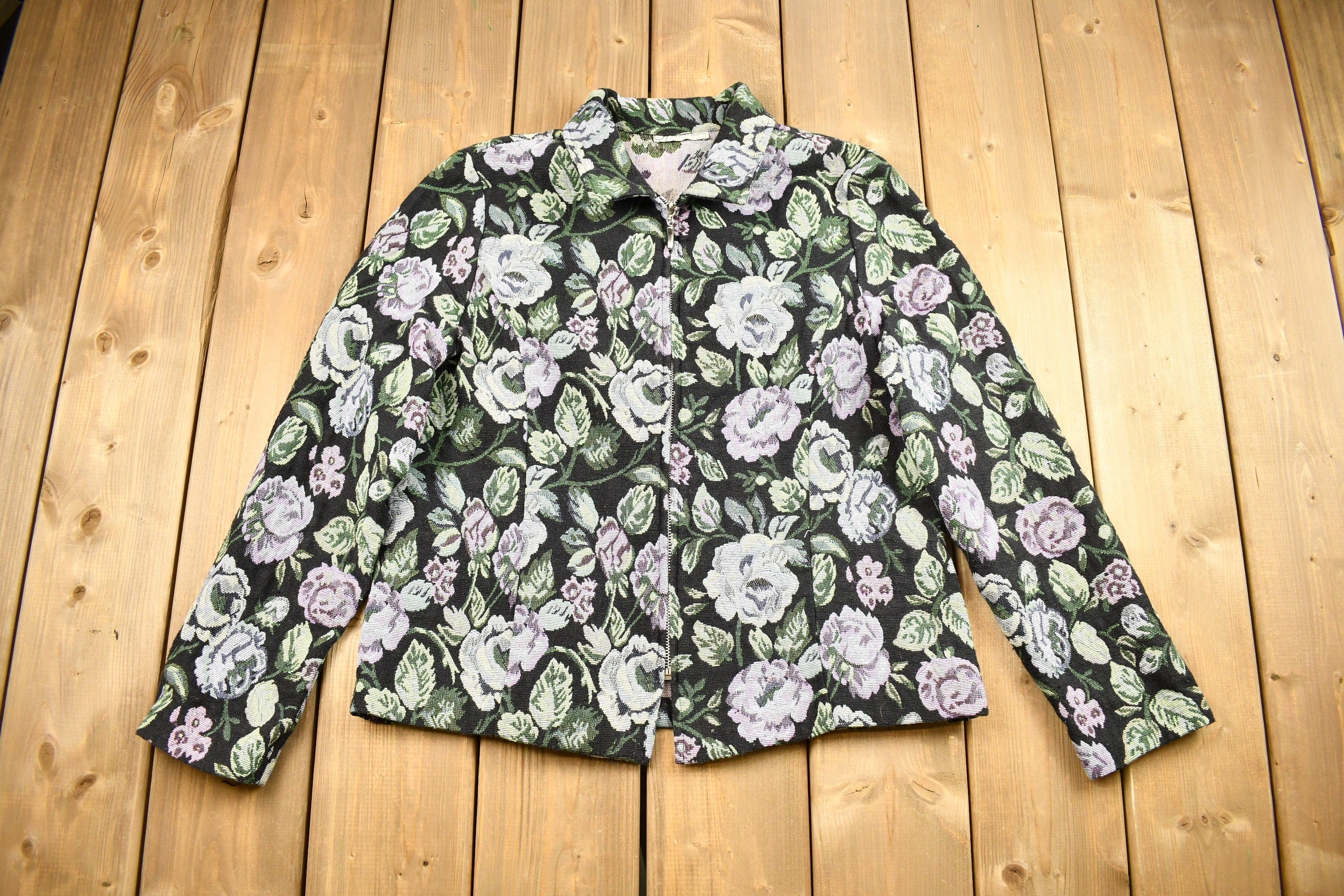 Vintage 1990s All Over Paisley Patchwork Zip Up Sweater