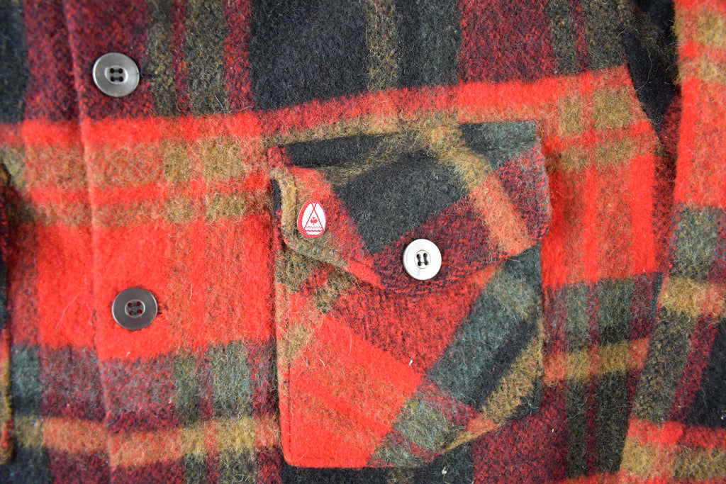 Vintage 1970s Canadian Lumber Jac Wool Flannel Shirt Jacket Men's M-L