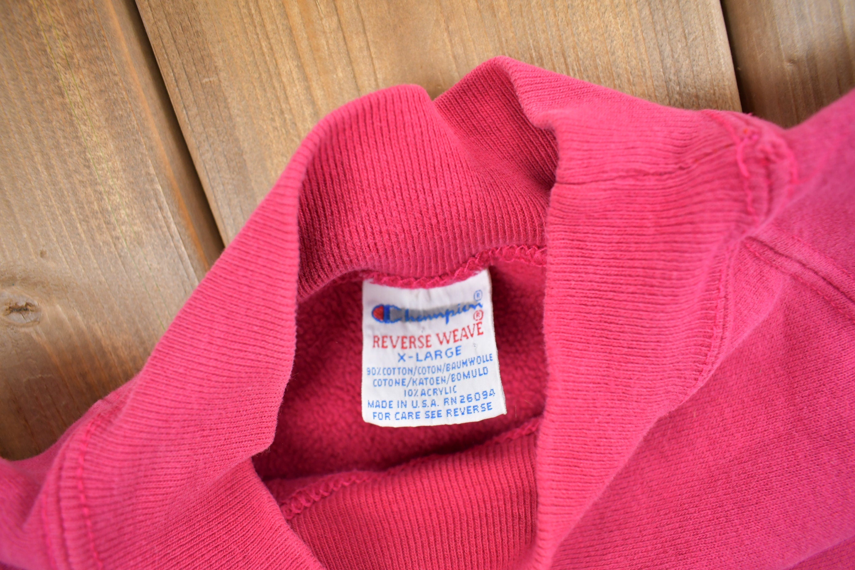 Vintage 1990s Blank Pink Champion Reverse Weave Mock Neck