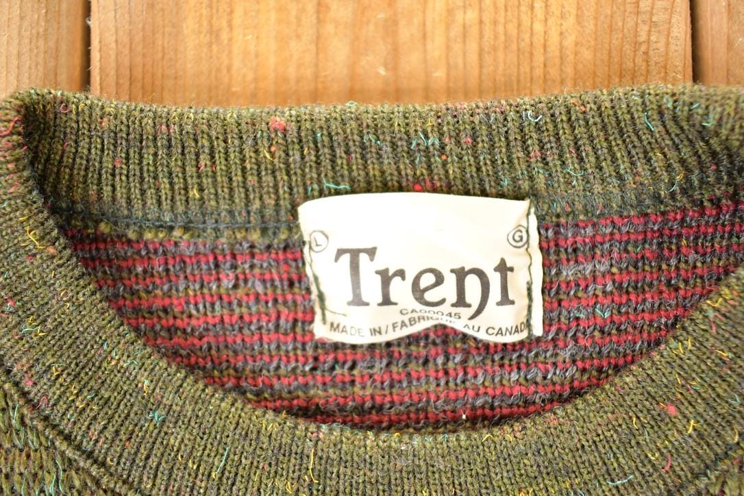 Vintage 1980s Trent Abstract Knit Crewneck Sweater Men's XL