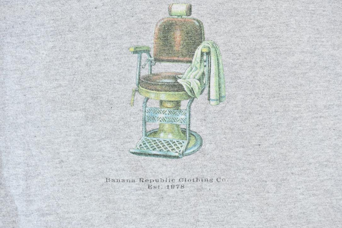 Vintage 1990s Banana Republic Clothing Co. Single Stitch Graphic Barber Shop T-Shirt