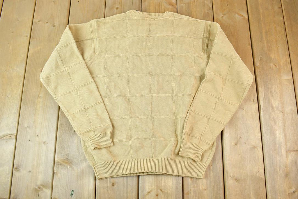 Vintage 1990s Izod Chunky Knit Abstract Pattern Crewneck Sweater Made In 90s Crewneck