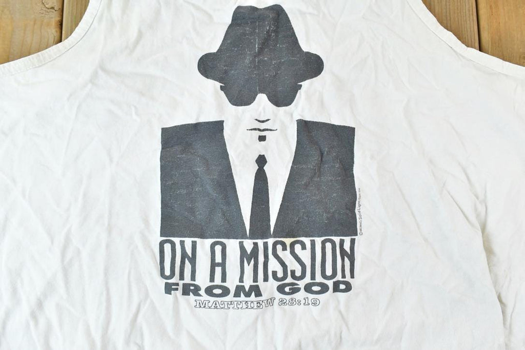 Vintage 1990s On A mission From God Souvenir Tank Top Men's L / Made In USA / Vintage Bible Tee / Rare Destination Tee / Summer Camp Shirt