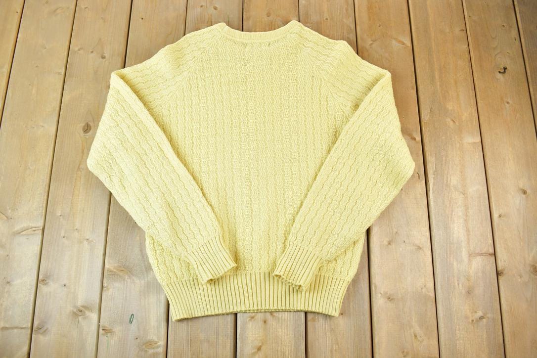 Vintage 1990s Spring Street Knitters Cable Knit Abstract Pattern Crewneck Sweater Made In USA