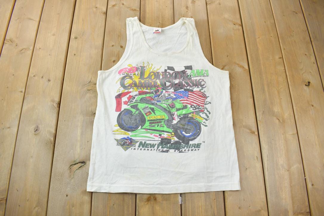 Vintage 1990s Loudon Camel Classic New Hampshire International Speedway Racing Graphic T-Shirt Made In USA