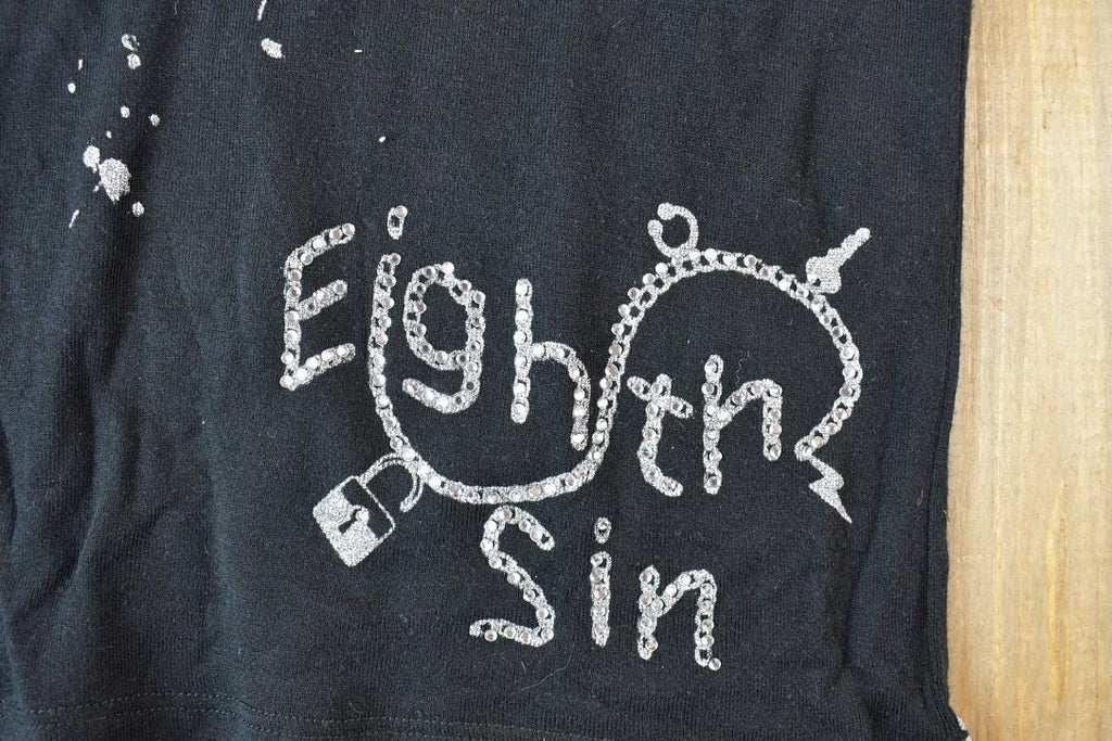 Women Vintage Vigoss Y2K Eighth Sin T-Shirt / Vigoss Grunge Skull Print / Contrast Stitch / Internet Famous Clothing / Over Dyed