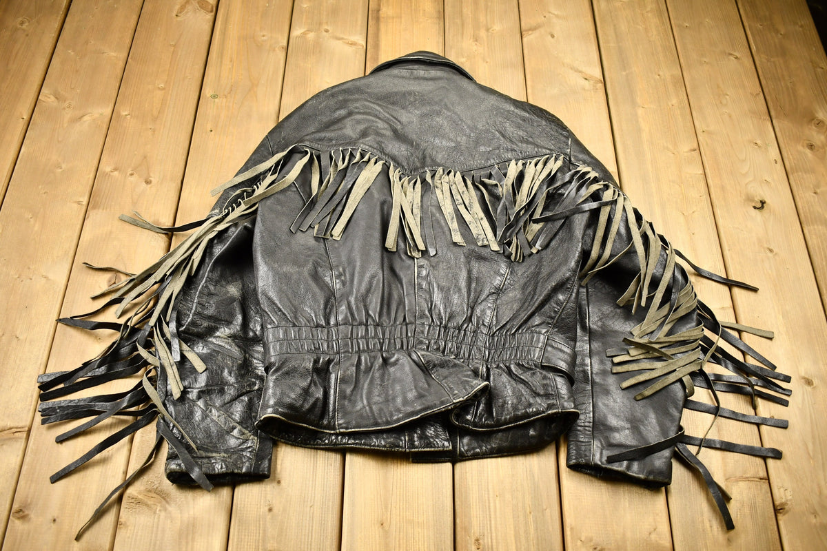 Vintage 1998s Fringed Leather Motorcycle Jacket
