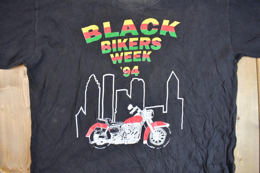Vintage 1994 Black Bikers Week Atlanta Georgia Single Stitch Graphic T-Shirt