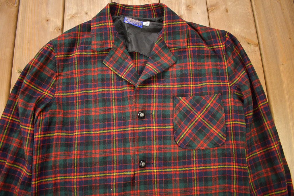 Vintage 1970s Pendleton Plaid Button Up Blazer Shirt