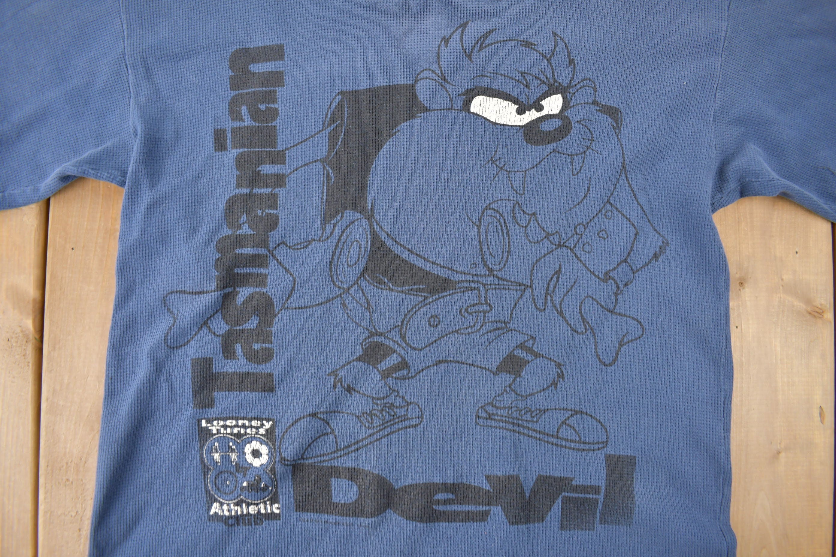 Vintage 1996 Tasmanian Devil Looney Tunes Thermal T Shirt Size L Made In Canada