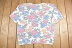Vintage 1980s Just For Women Floral Waffle Knit Thermal Crewneck