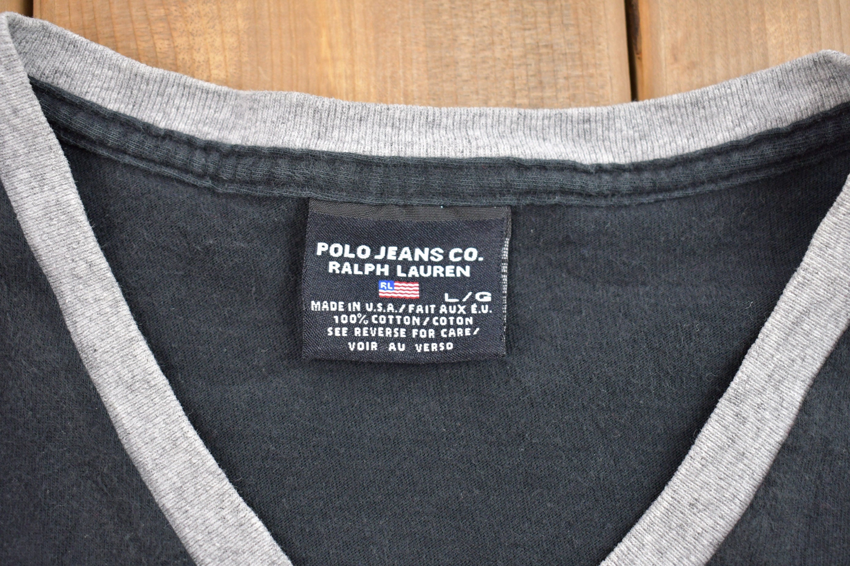 Vintage 1990s Polo Jeans Ralph Lauren Embroidered Graphic T-Shirt