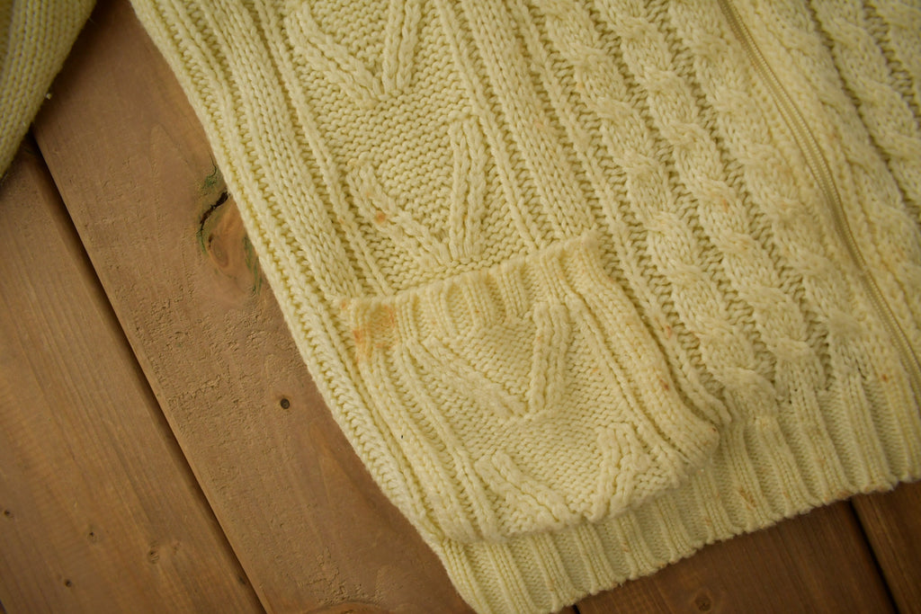 Vintage 1970s Sears Men's Sportswear 3D Cable Knit Cardigan Sweater