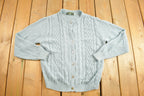 Vintage 1990s Orvis Blue Knitted Cardigan Sweater